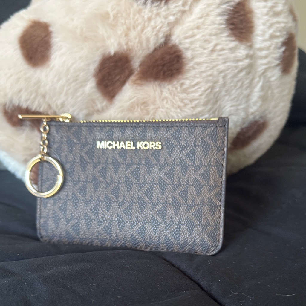Michael Kors Brown And Gold Key Card Holder Michael Kors Brown And Gold Key Card Holder